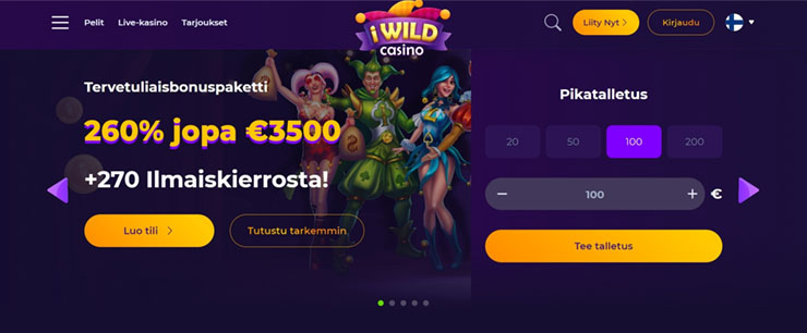 iWild casinon bonus toimii aina 500 € asti