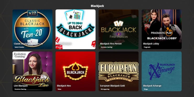 BlackjackCity pelivalikoima pitää sisällään yli 4 000 pelin valikoiman.