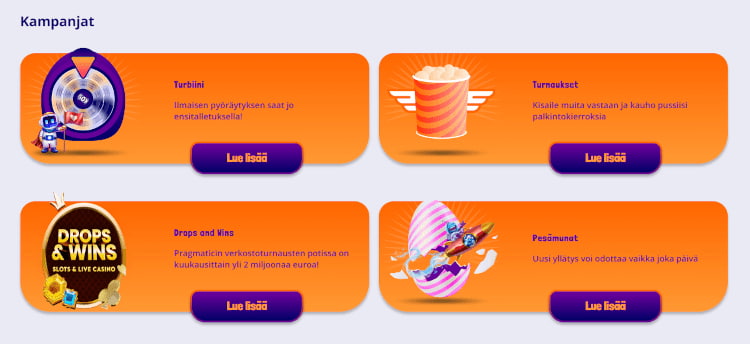 Pelikaani kampanjat palkitsevat ilmaiskierroksilla, bonuksilla ja yllätyksillä.
