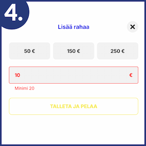 Tee vähintään bonukseen oikeuttava talletus.