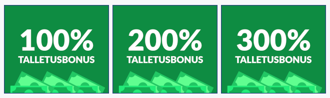 100-300% talletusbonus.