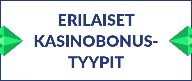 Erilaiset kasinobonus-tyypit.